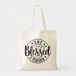 One Blessed Teacher Typography Tote Bag