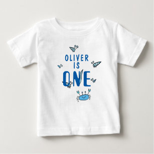 One Blue Crab Sea Animals 1st Birthday Baby T-Shirt