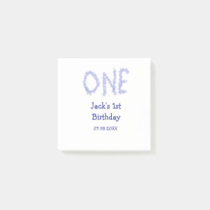 One blue glitter boy modern 1st birthday post-it notes