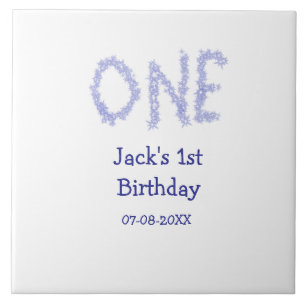 One blue glitter boy modern 1st birthday tile