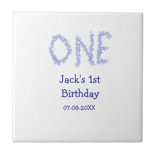 One blue glitter boy modern 1st birthday tile