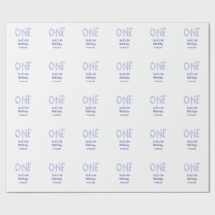 One blue glitter boy modern 1st birthday  wrapping paper