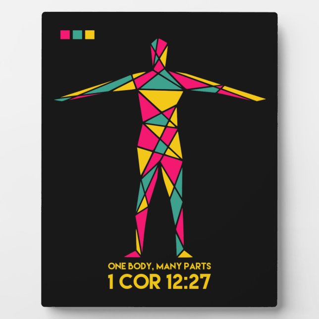 One Body Many Parts Cubism (1 Corinthians 12:27) Plaque (Front)