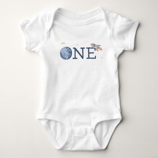 ONE Bodysuit / Space 1st Birthday Shirt  (Front)