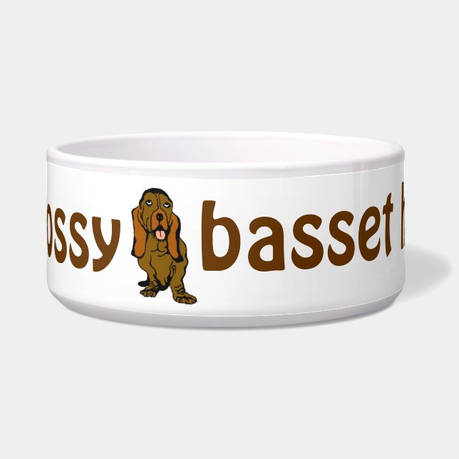 One Bossy Basset Hound Dog Bowl (Front)