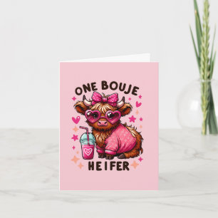 One Bouje Heifer - Cute Valentine's Day Heifer Cow Holiday Card