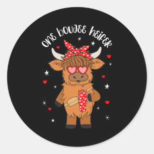 One Boujee Heifer Cow Tumbler Happy Valentines Day Classic Round Sticker
