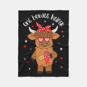 One Boujee Heifer Cow Tumbler Happy Valentines Day Fleece Blanket