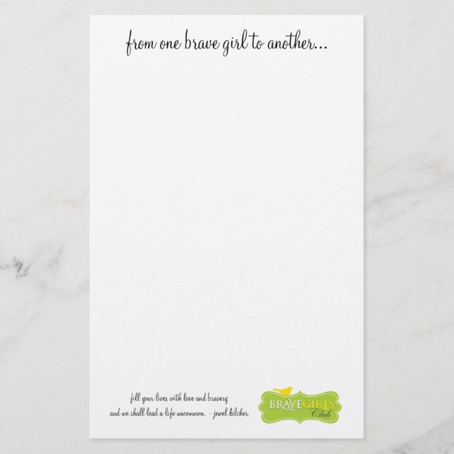 One Brave Girl to Another Stationary Stationery (Front)