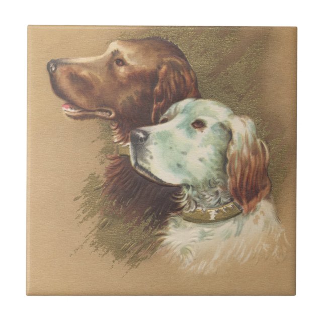 One Brown and One White Dog Tile (Front)