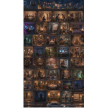 One Building, 100 Lives Nighttime City Art