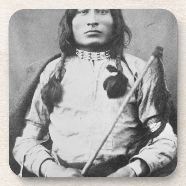 One Bull Warrior, 1882 (b/w photo) Coaster (Front)