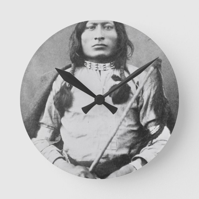 One Bull Warrior, 1882 (b/w photo) Round Clock (Front)