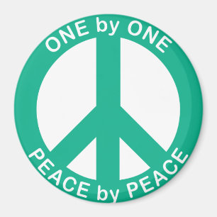 One by One Peace by Peace 3 inch round magnet