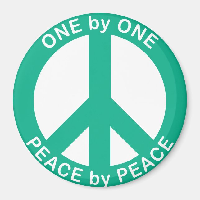 One by One Peace by Peace 3 inch round magnet (Front)