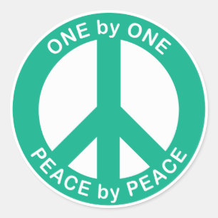 One by One Peace by Peace Round Glossy Stickers