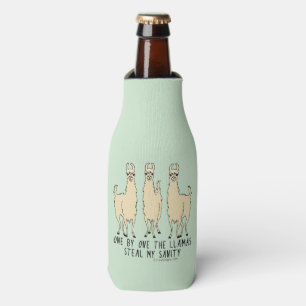 One by One the Llamas Steal my Sanity Funny Bottle Cooler