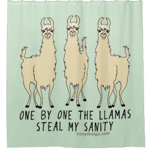 One by One the Llamas Steal my Sanity Funny Shower Curtain