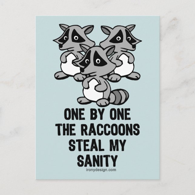One By One The Raccoons Postcard (Front)