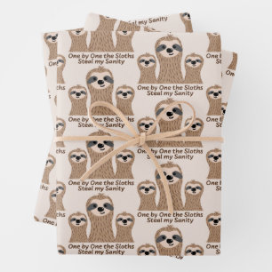 One by One the Sloths Steal my Sanity Wrapping Paper Sheet