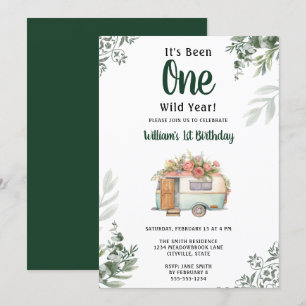 One Camper 1st Birthday Camping Invitation