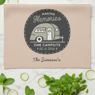 One Campsite at a Time, Personalised Camping Tea Towel