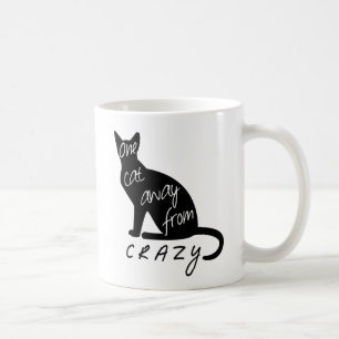 One cat away from CRAZY funny silhouette  Coffee Mug