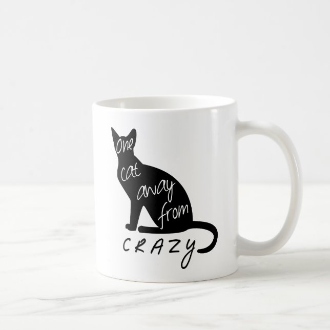 One cat away from CRAZY funny silhouette  Coffee Mug (Right)