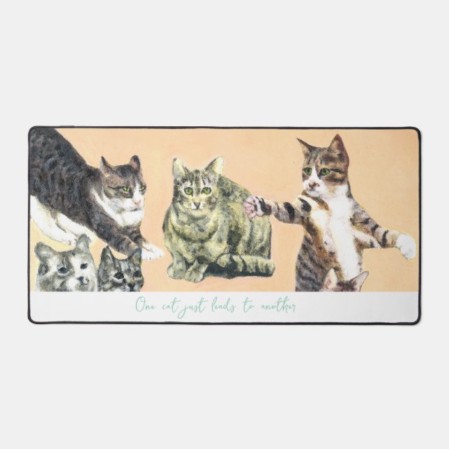 One cat leads to another desk mat (Front)