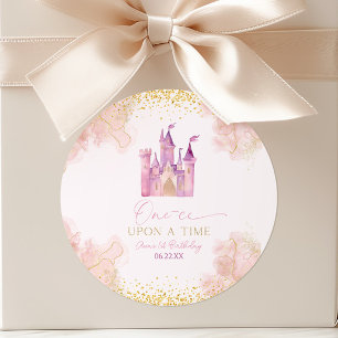One-ce Upon A Time Princess 1st Birthday Party Classic Round Sticker