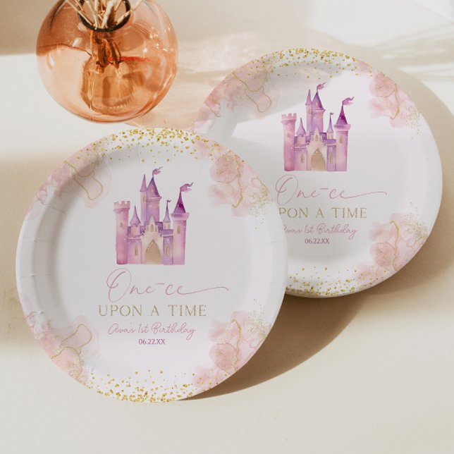 One-ce Upon A Time Princess 1st Birthday Party Paper Plate (Creator Uploaded)