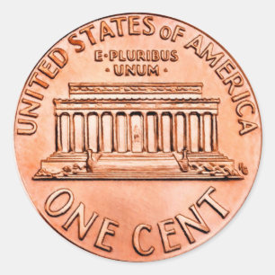One Cent Penny Classic Round Sticker