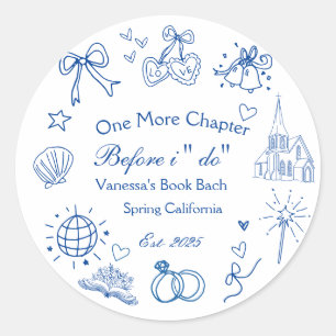 One Chapter Before the Chapel Book Bachelorette Classic Round Sticker