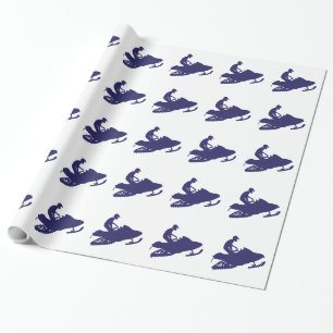 One Colour Blue Snowmobiler Wrapping Paper