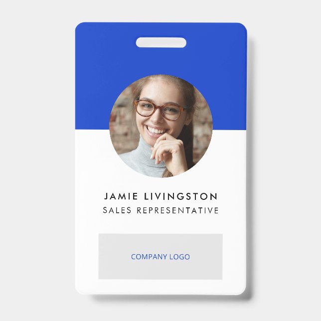 One-Colour Modern Professional Logo Photo ID Badge (Front)