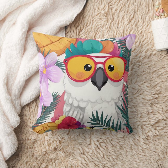 One Confused Cool Cockatoo Print Cushion (Blanket)
