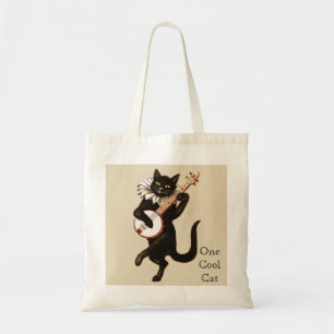 "One Cool Cat" Playing a Red Banjo Tote Bag