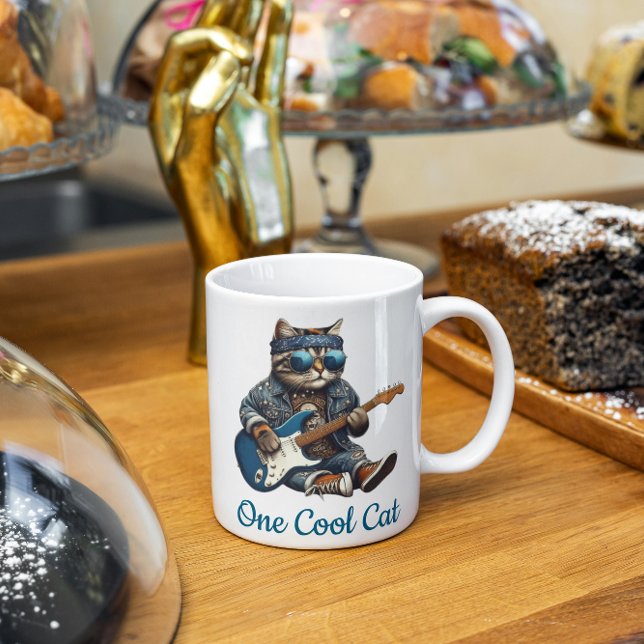 One Cool Cat Playing Guitar Coffee Mug (Creator Uploaded)