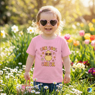 One Cool Chick   Retro Groovy Easter Spring Toddler T-Shirt