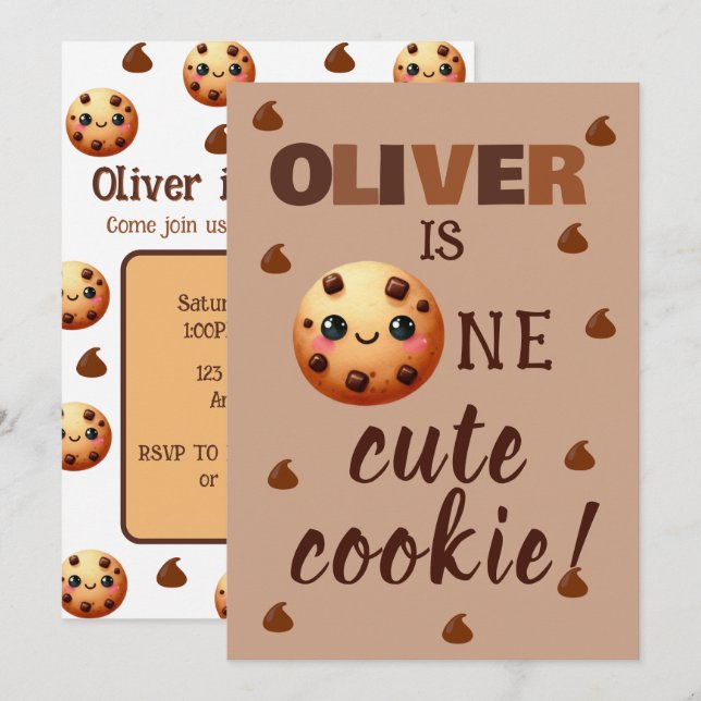 One Cool Cookie 1st Birthday Announcement (Front/Back)