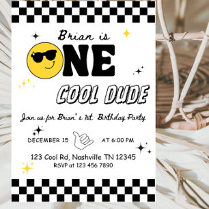 One Cool Dude 1st Birthday-Cool Boy First Birthday Invitation