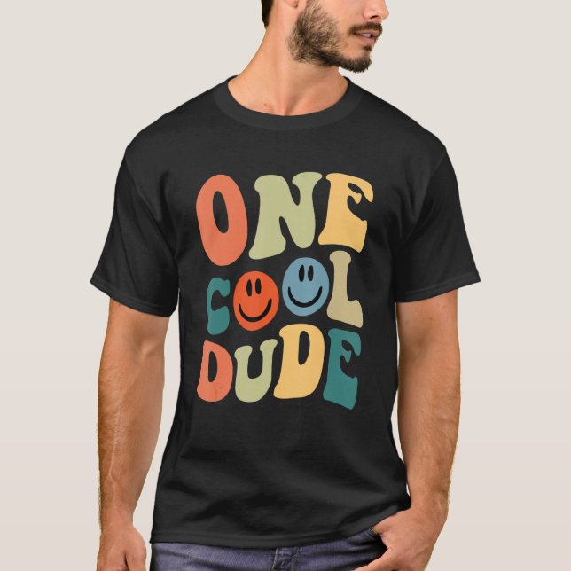 One Cool Dude 1st Birthday For Boys Retro T-Shirt (Front)