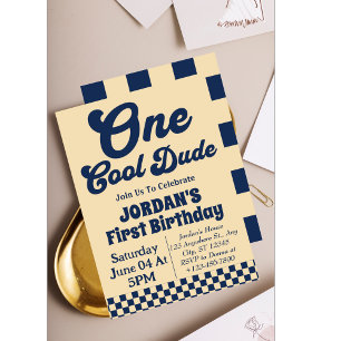 One Cool Dude 1st Birthday  Invitation