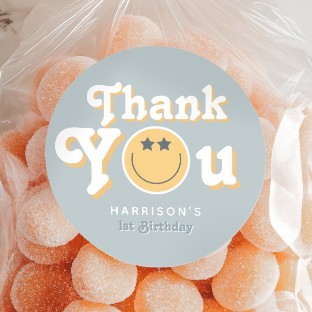 One Cool Dude Boys 1st Birthday Favour Classic Round Sticker (Creator Uploaded)