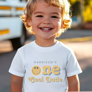 One Cool Dude Boys Retro 1st Birthday Baby T-Shirt