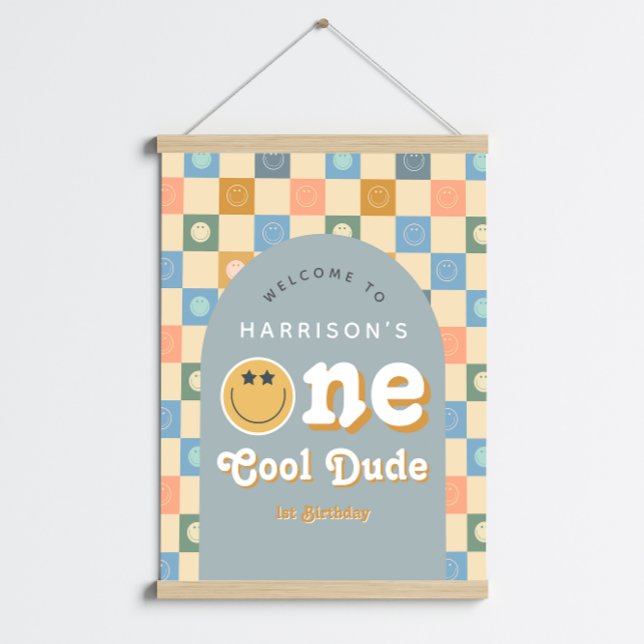 One Cool Dude Boys Retro 1st Birthday Welcome Sign (Creator Uploaded)