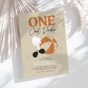 One Cool Dude Summer Boy 1st Birthday Invitation