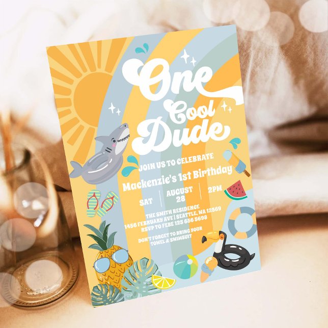 One Cool Dude Summer Party 1st Birthday Invitation (Creator Uploaded)