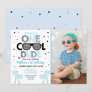 One Cool Dude Sunglass Boy First Birthday Invitation