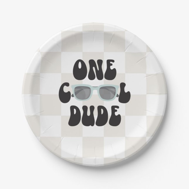 One Cool Dude Sunglasses 1st Birthday Paper Plate (Front)